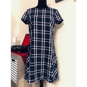 Halogen Blue Plaid Drop Waist Dress sz S